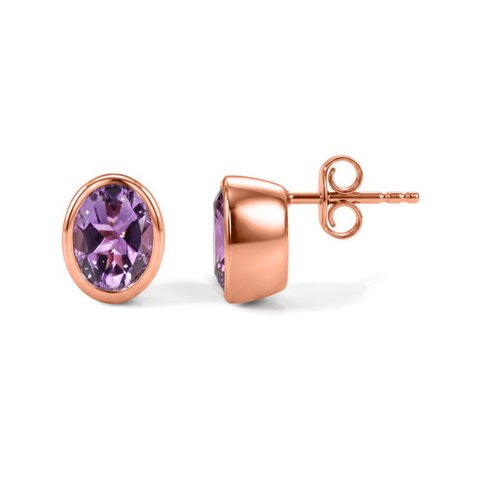 EverTrue Rose De France Amethyst Solitär Ohrringe, 950 Kupfer rosévergoldet - 3,35 ct.