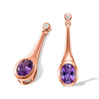 D'Joy Rose De France Amethyst, Weißer Zirkon Ohrringe 925 Silber Rosévergoldet ca. 2,45 ct.