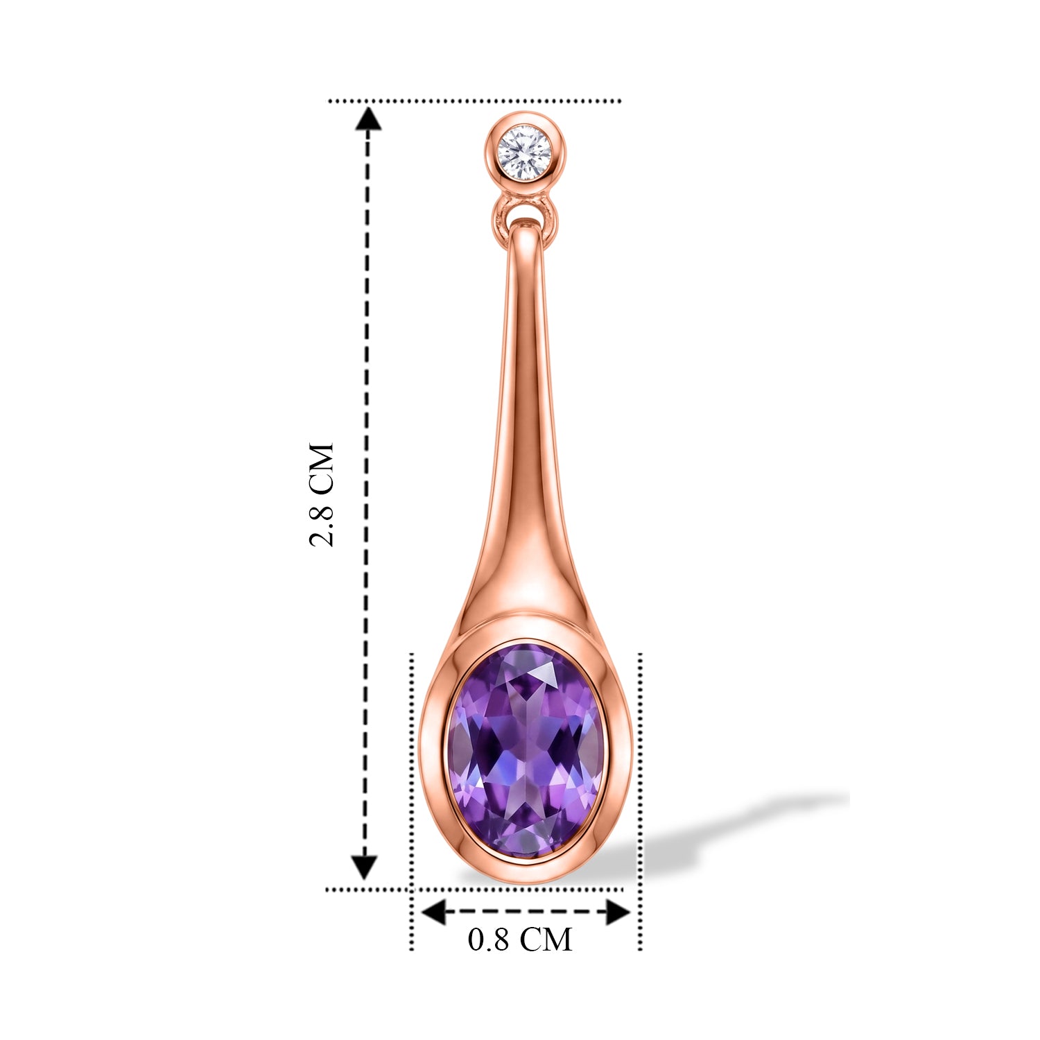 D'Joy Rose De France Amethyst, Weißer Zirkon Ohrringe 925 Silber Rosévergoldet ca. 2,45 ct.