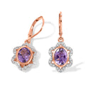 EVER TRUE Rose De France Amethyst, Weißer Zirkon Ohrringe 950 Kupfer Rosévergoldet ca. 3,92 ct.