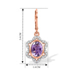 EVER TRUE Rose De France Amethyst, Weißer Zirkon Ohrringe 950 Kupfer Rosévergoldet ca. 3,92 ct.