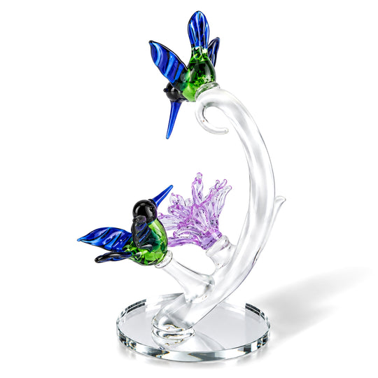 "crystal deco bird and flower color:yellow bird+pink flower product size:11*15.5cm N.W:178g  material:glass"