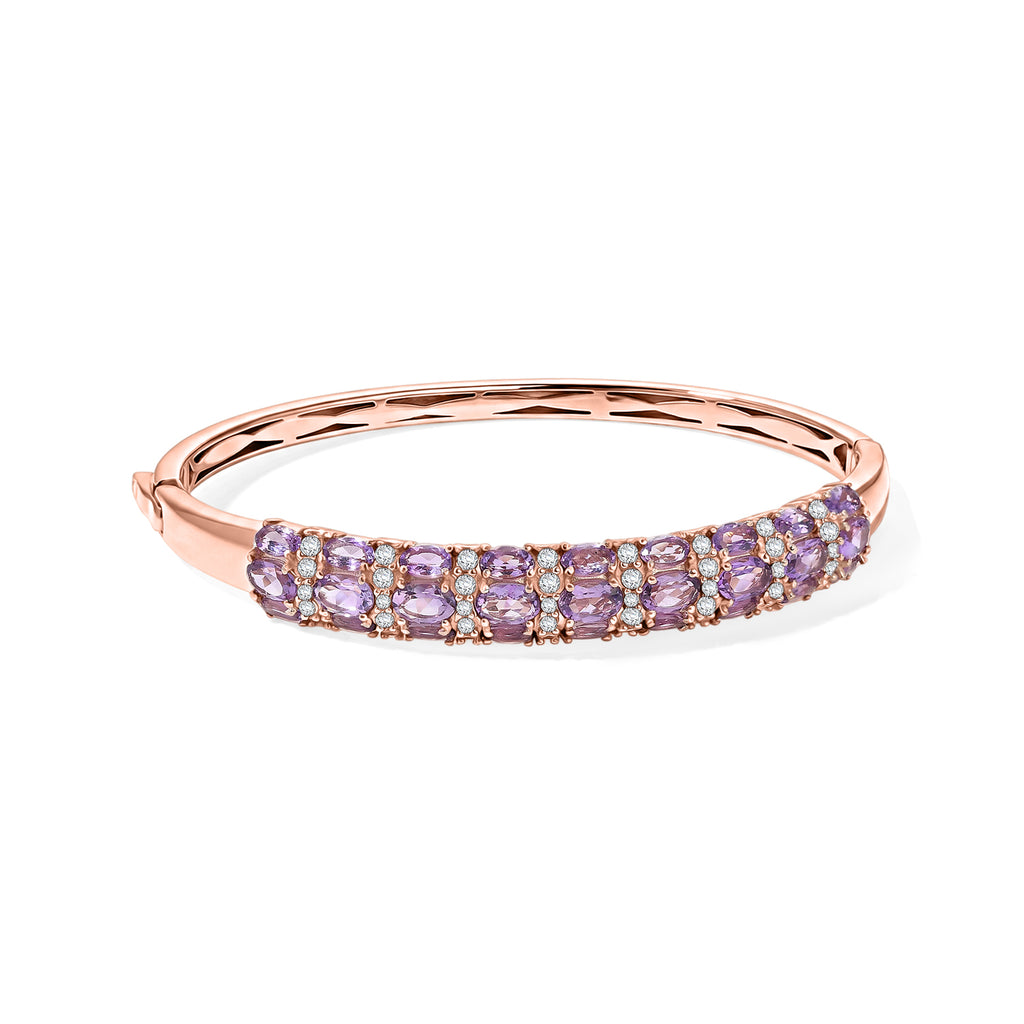 EVER TRUE Rose De France Amethyst Armreif ca. 19 cm Nickelfreies Messing Rosévergoldet ca. 8,95 ct.