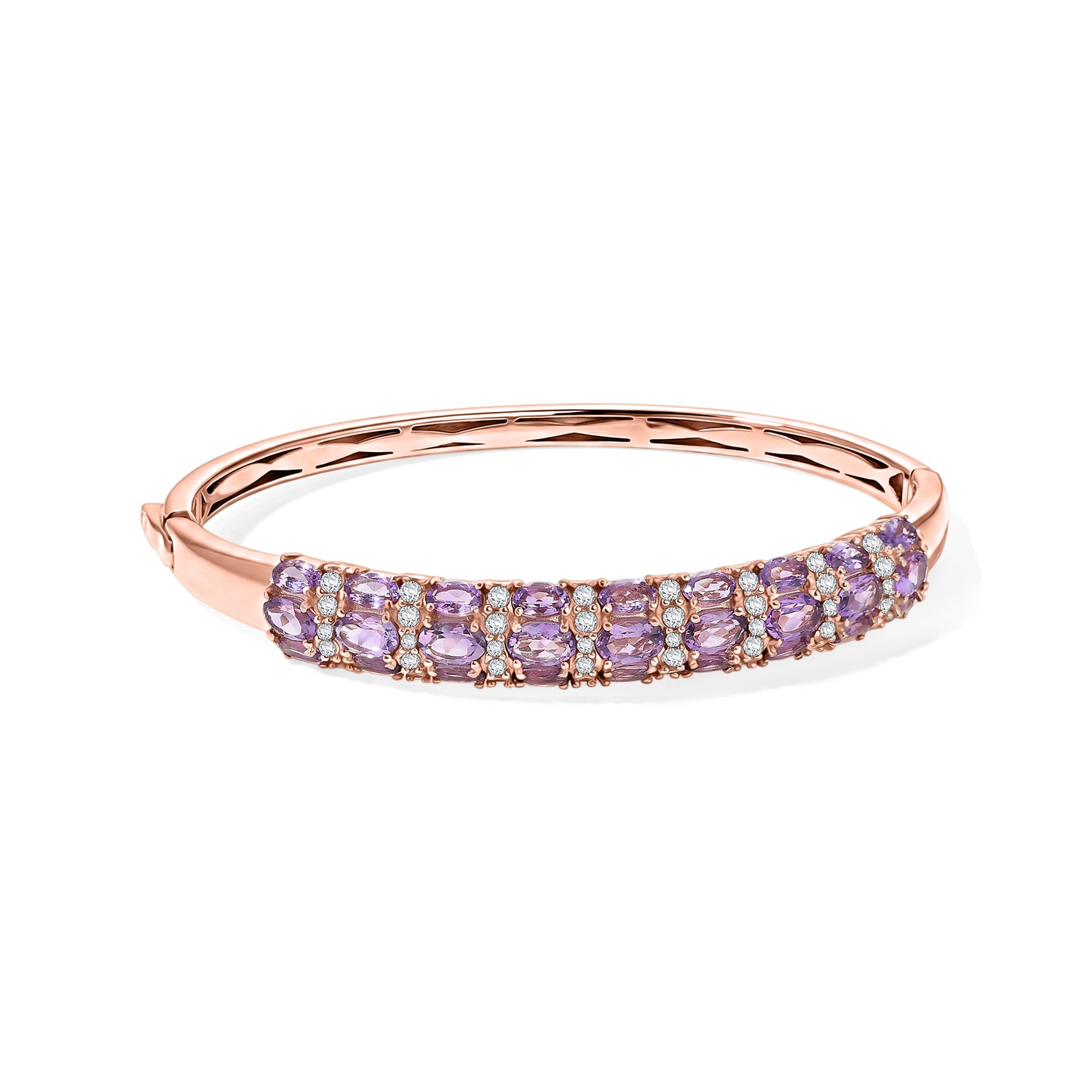 EVER TRUE Rose De France Amethyst Armreif ca. 19 cm Nickelfreies Messing Rosévergoldet ca. 8,95 ct.