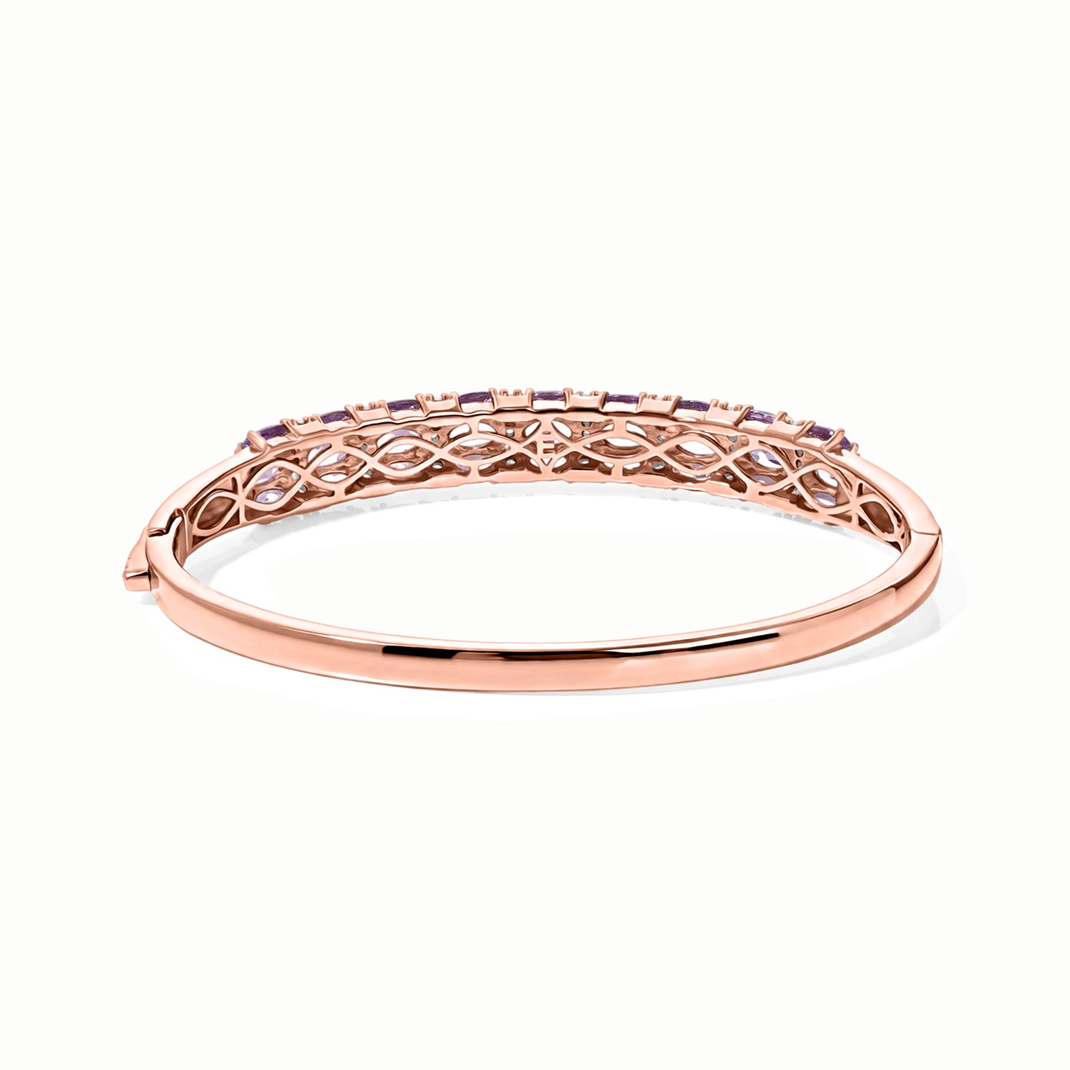 EverTrue Rose De France Amethyst und Zirkon 19cm Half-Eternity-Armreif, Messing rosévergoldet - 8,95 ct.