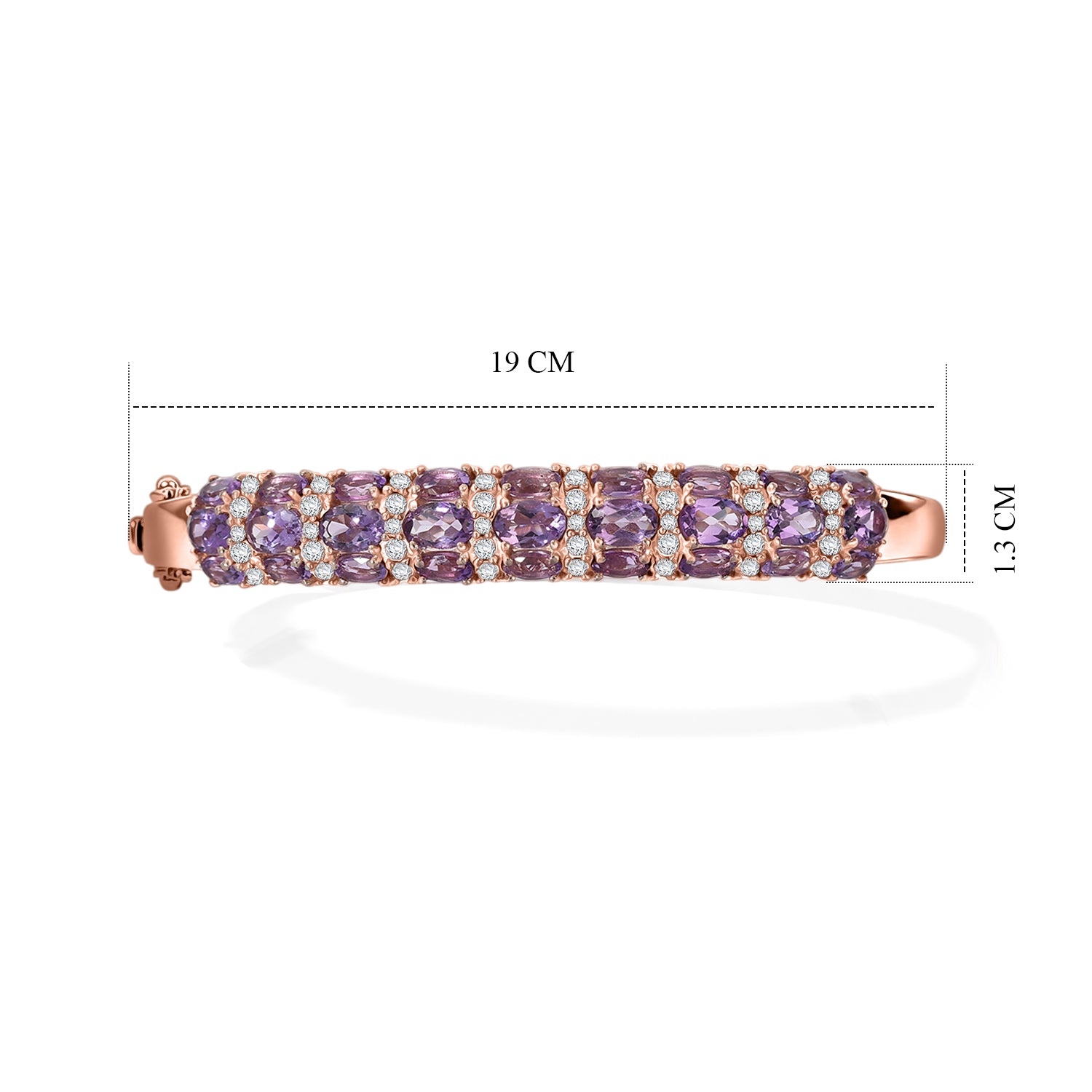 EverTrue Rose De France Amethyst und Zirkon 19cm Half-Eternity-Armreif, Messing rosévergoldet - 8,95 ct.
