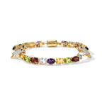 D'Joy AA Roter Granat, Himmelblauer Topas Armband ca. 19 cm 925 Silber 750 Gelbgold vermeil ca. 18,40 ct.