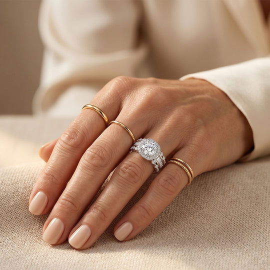 LUXURIANT DIAMOND - Lab Grown Diamant SI-GH SGL zertifiziert Ring 925 Silber Rhodiniert (Größe 17.00) ca. 3.18 ct