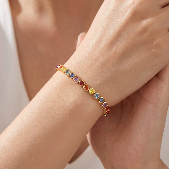 D'Joy AA Mehrfarbig Saphir Armband ca. 20 cm 925 Silber 750 Gelbgold vermeil ca. 7,23 ct.