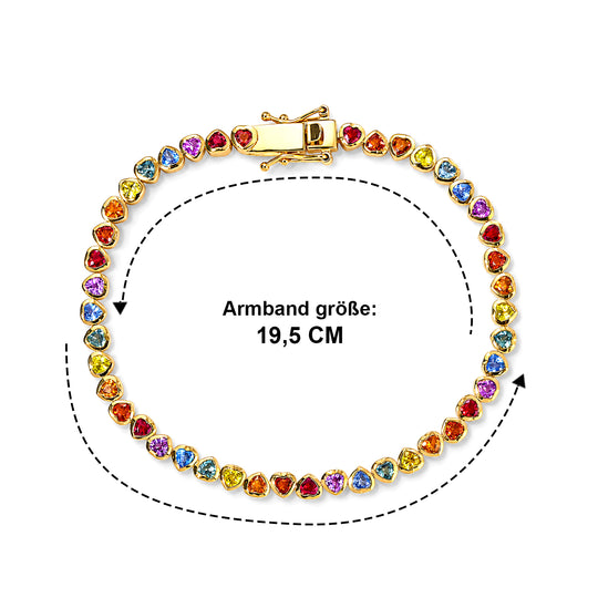 D'Joy AA Mehrfarbig Saphir Armband ca. 20 cm 925 Silber 750 Gelbgold vermeil ca. 7,23 ct.