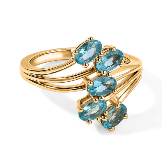 EverTrue AA blauer Apatit Ring, Bronze mit Gelbgold E-Beschichtung - 1,35 ct.