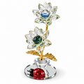 crystal deco bug at the mirrow together on mirror lotus,flower 2layer color:blue+green product size:6*20cm N.W:260g  material:glass