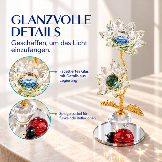 crystal deco bug at the mirrow together on mirror lotus,flower 2layer color:blue+green product size:6*20cm N.W:260g  material:glass