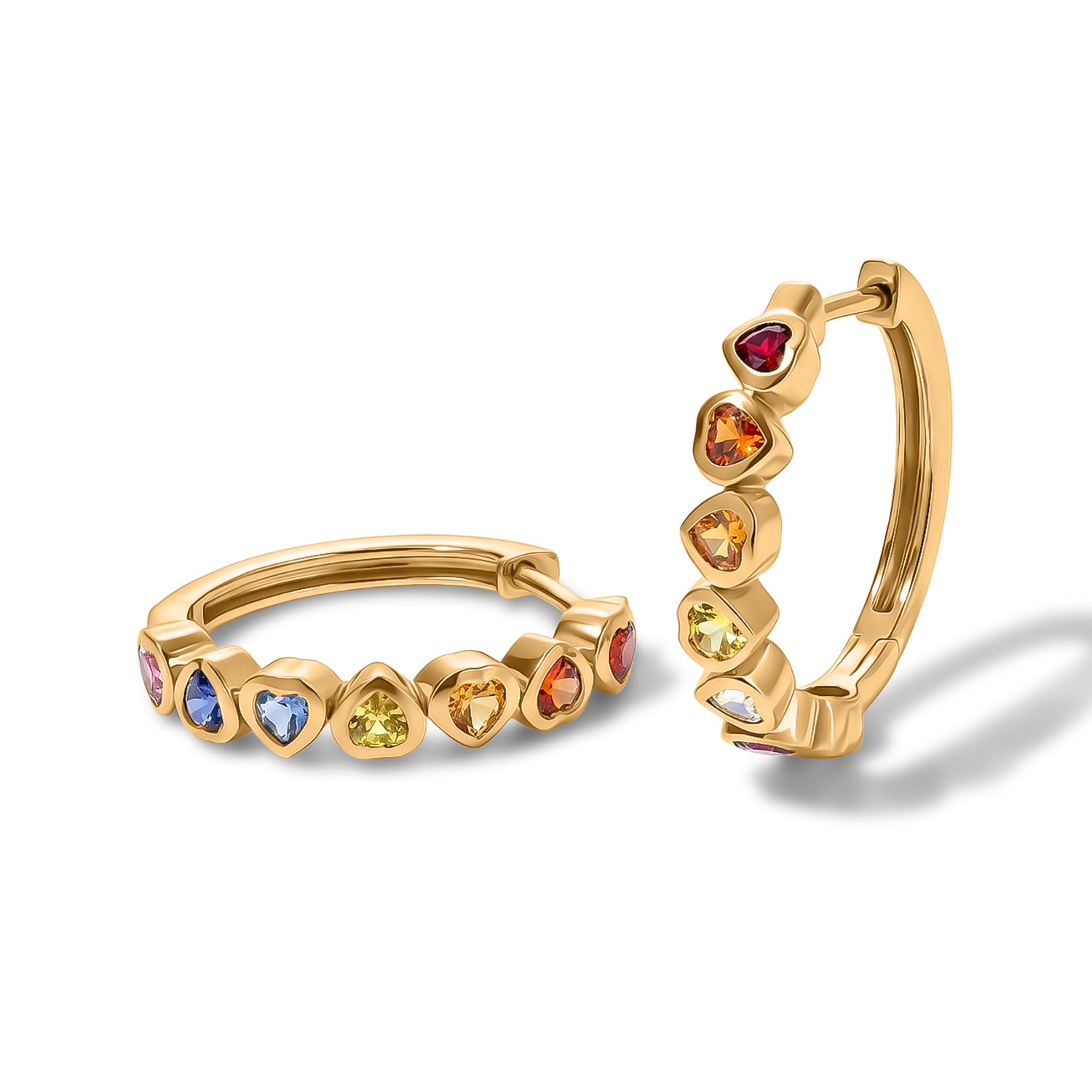D'Joy AA mehrfarbige Saphir Ohrringe, 925 Silber 750 Gelbgold Vermeil - 2,39 ct.
