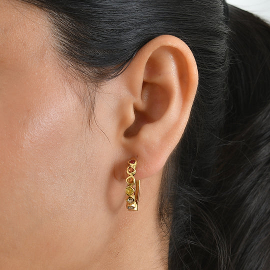 D'Joy AA mehrfarbige Saphir Ohrringe, 925 Silber 750 Gelbgold Vermeil - 2,39 ct.
