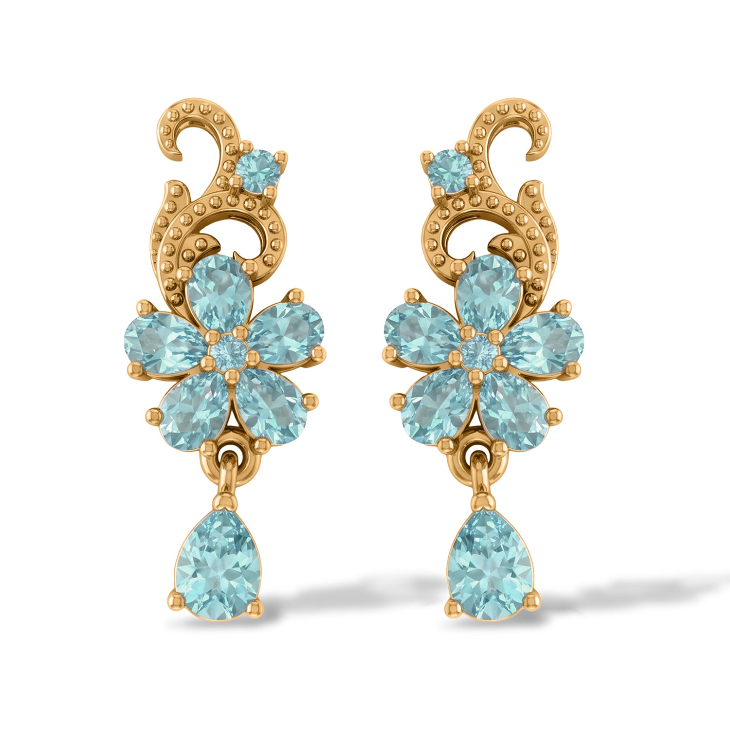 EverTrue AA blaue Apatit Ohrringe, Bronze mit Gelbgold E-Beschichtung - 2,59 ct.