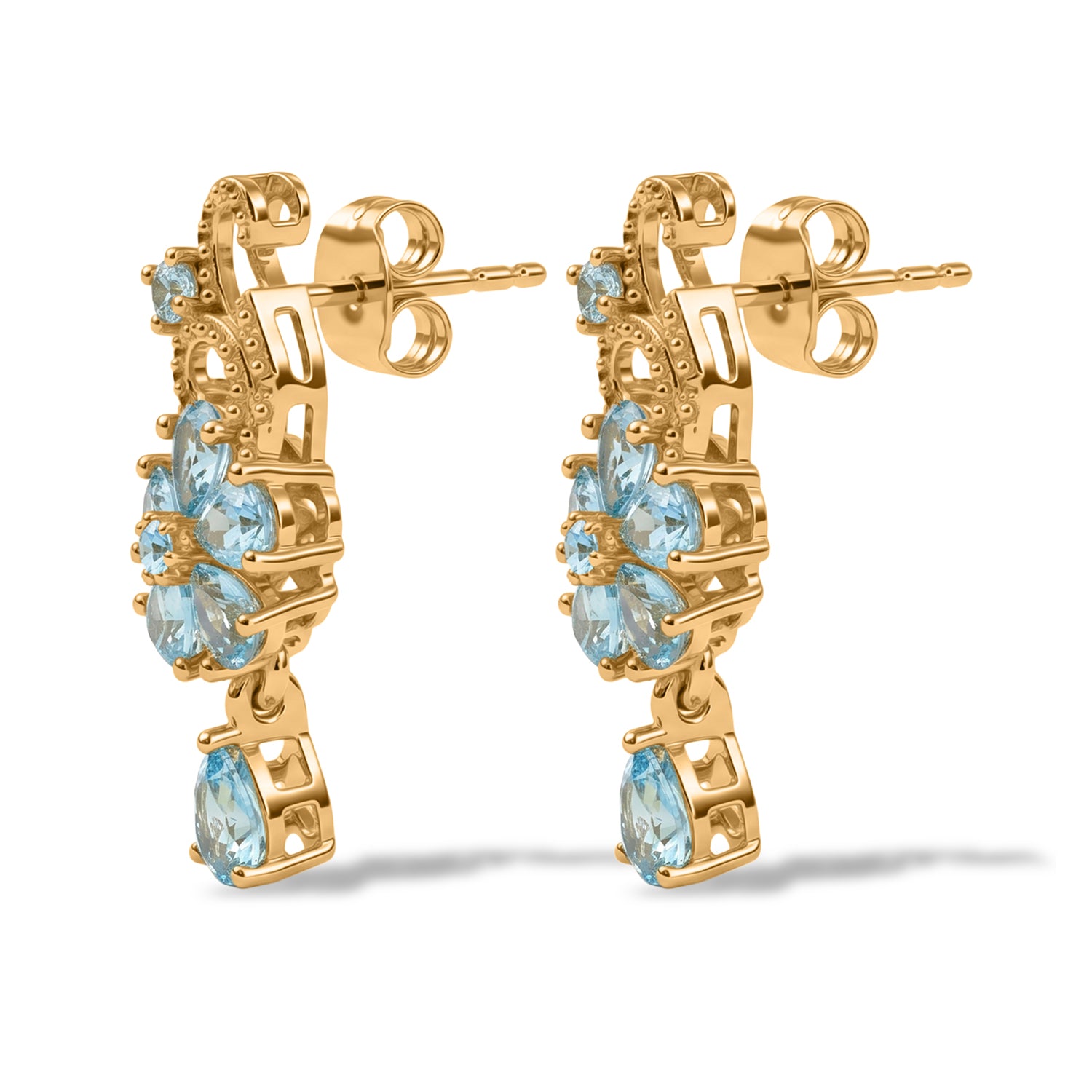 EverTrue AA blaue Apatit Ohrringe, Bronze mit Gelbgold E-Beschichtung - 2,59 ct.