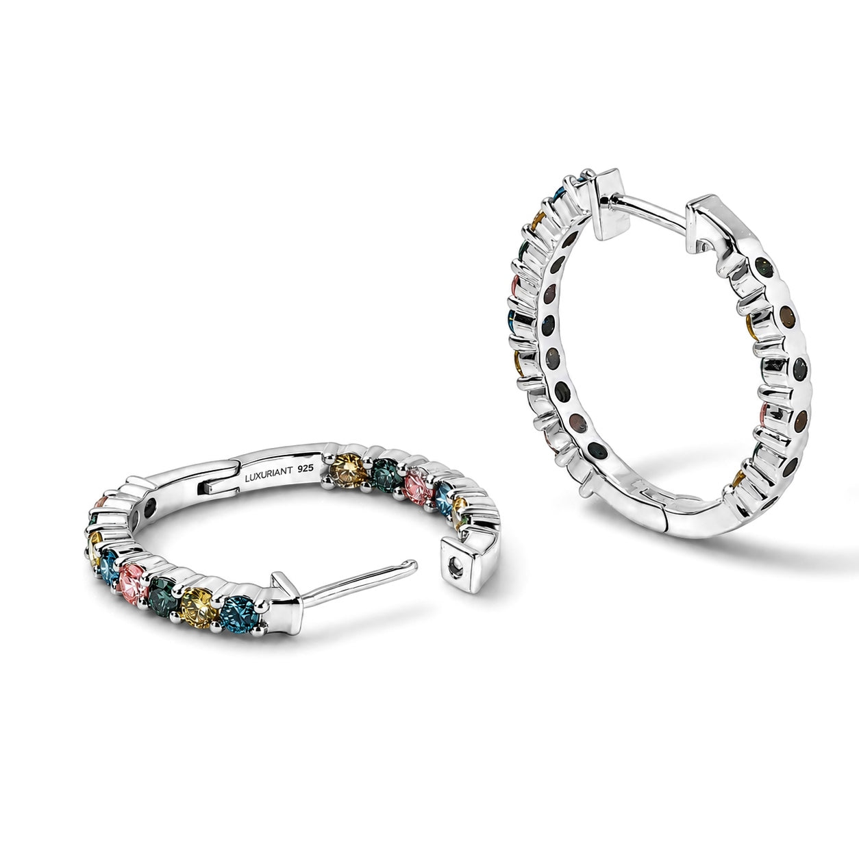 LUXURIANT DIAMOND - Lab Grown Rosa Diamant VS, Lab Grown Grüner Diamant Ohrringe 925 Silber Rhodiniert ca. 1,99 ct.