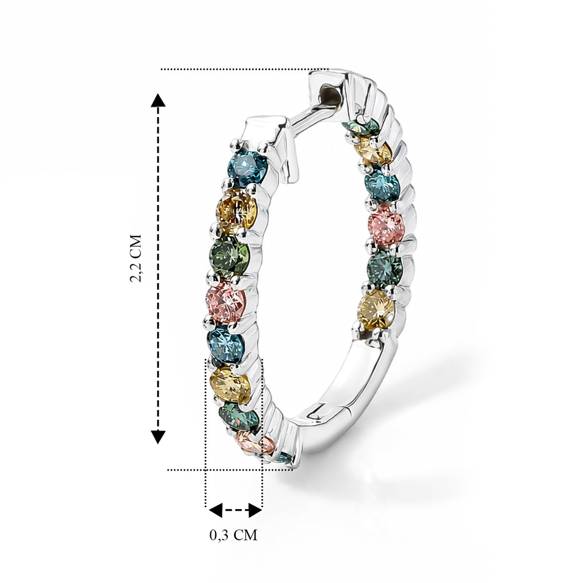 LUXURIANT DIAMOND - Lab Grown Rosa Diamant VS, Lab Grown Grüner Diamant Ohrringe 925 Silber Rhodiniert ca. 1,99 ct.