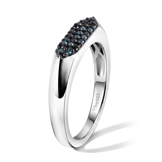 D'Joy Blauer Diamant (IR) Ring 925 Silber Rhodiniert (Größe 21.00) ca. 0.24 ct