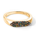 D'Joy Mehrfarbiger Diamanten, Blauer Roter Gelber Grüner Diamanten (IR) Ring 925 Silber 750 Gelbgold vermeil (Größe 17.00) ca. 0.26 ct