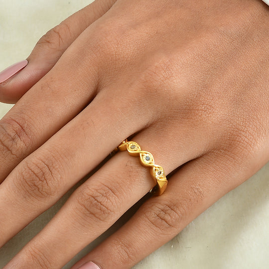 EverTrue Ring mit mehrfarbigen Diamantakzenten, Messing mit Gelbgold E-Beschichtung