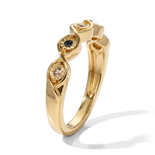 EverTrue Ring mit mehrfarbigen Diamantakzenten, Messing mit Gelbgold E-Beschichtung