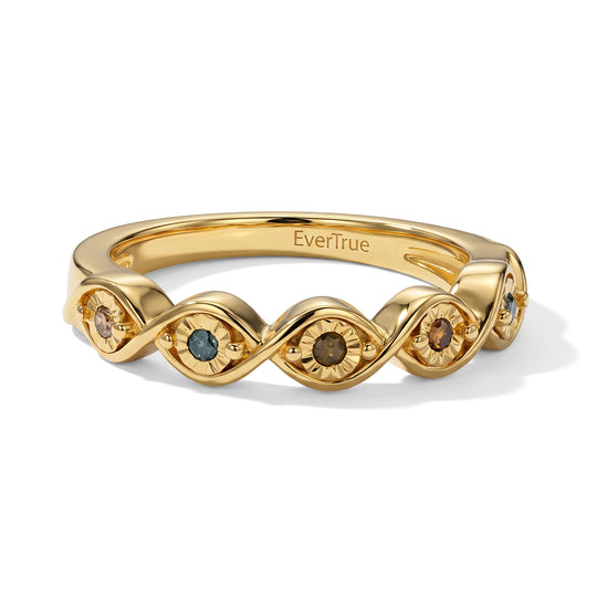 EverTrue Ring mit mehrfarbigen Diamantakzenten, Messing mit Gelbgold E-Beschichtung