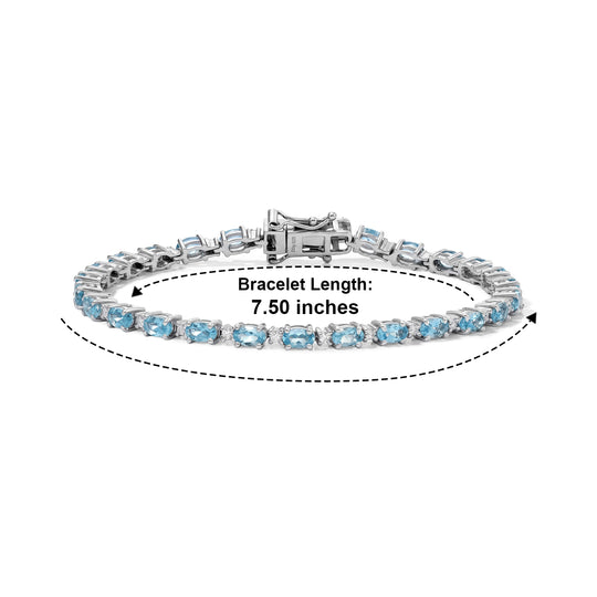 D'Joy AA blaues Apatit und Moissanit 19cm Armband, 925 Silber rhodiniert - 7,80 ct.
