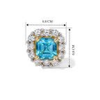 D'Joy AA Blauer Apatit, Weißer Zirkon Ohrringe 925 Silber Gold ca. 1,20 ct.