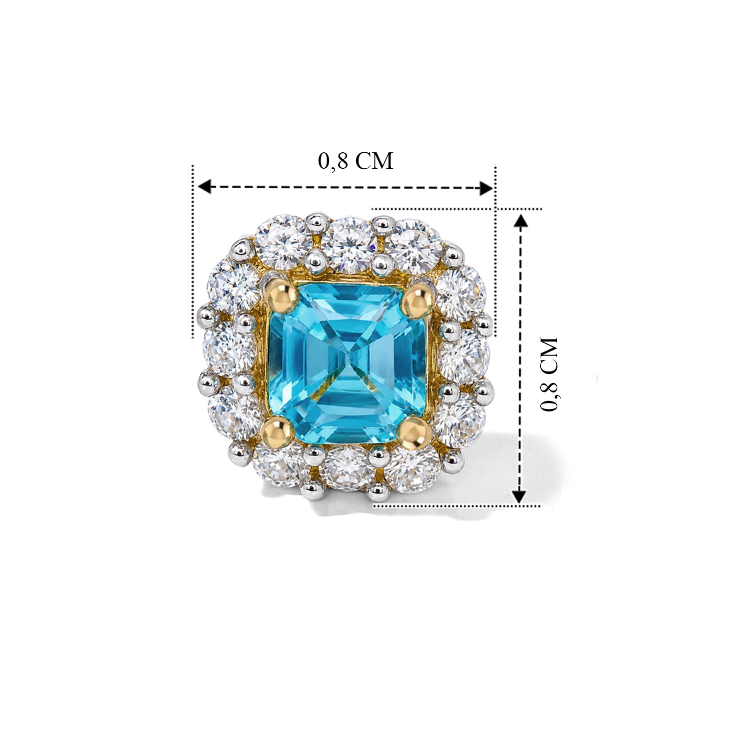 D'Joy AA Blauer Apatit, Weißer Zirkon Ohrringe 925 Silber Gold ca. 1,20 ct.