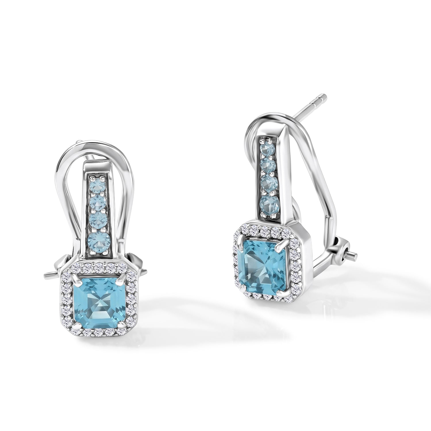 D'Joy AA blaue Apatit Ohrringe, 925 Silber platiniert - 2,24 ct.