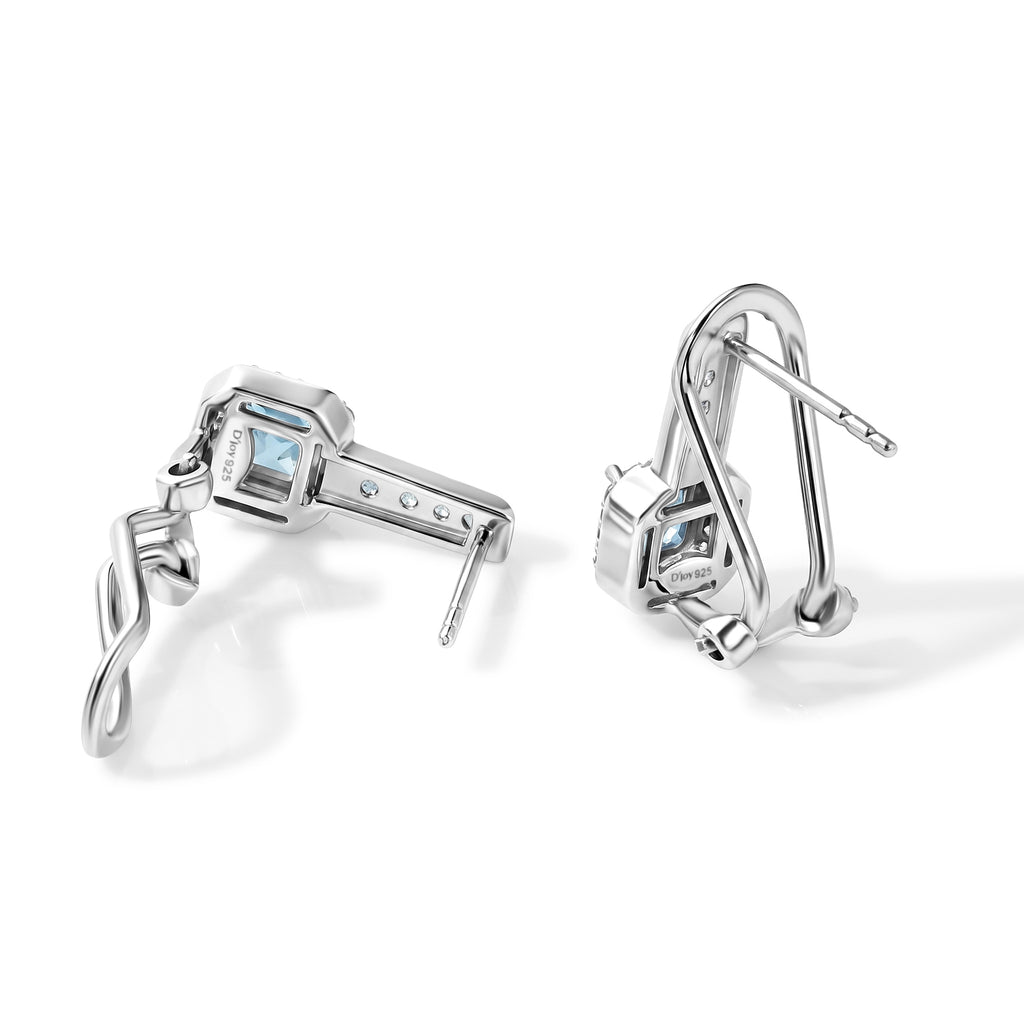 D'Joy AA Blauer Apatit Ohrringe 925 Silber Platiniert ca. 2,24 ct.