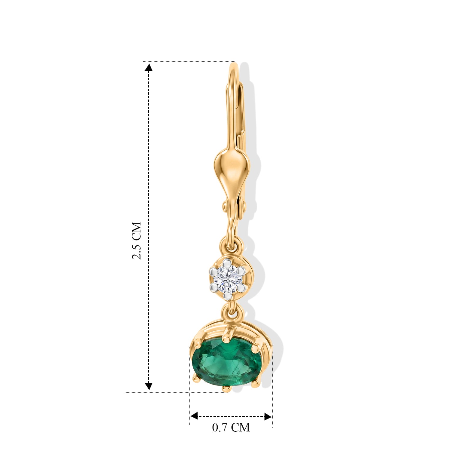 D'Joy Smaragd-Quarz Triplette, Weißer Zirkon Ohrringe 925 Silber 750 Vergoldet ca. 1,43 ct.