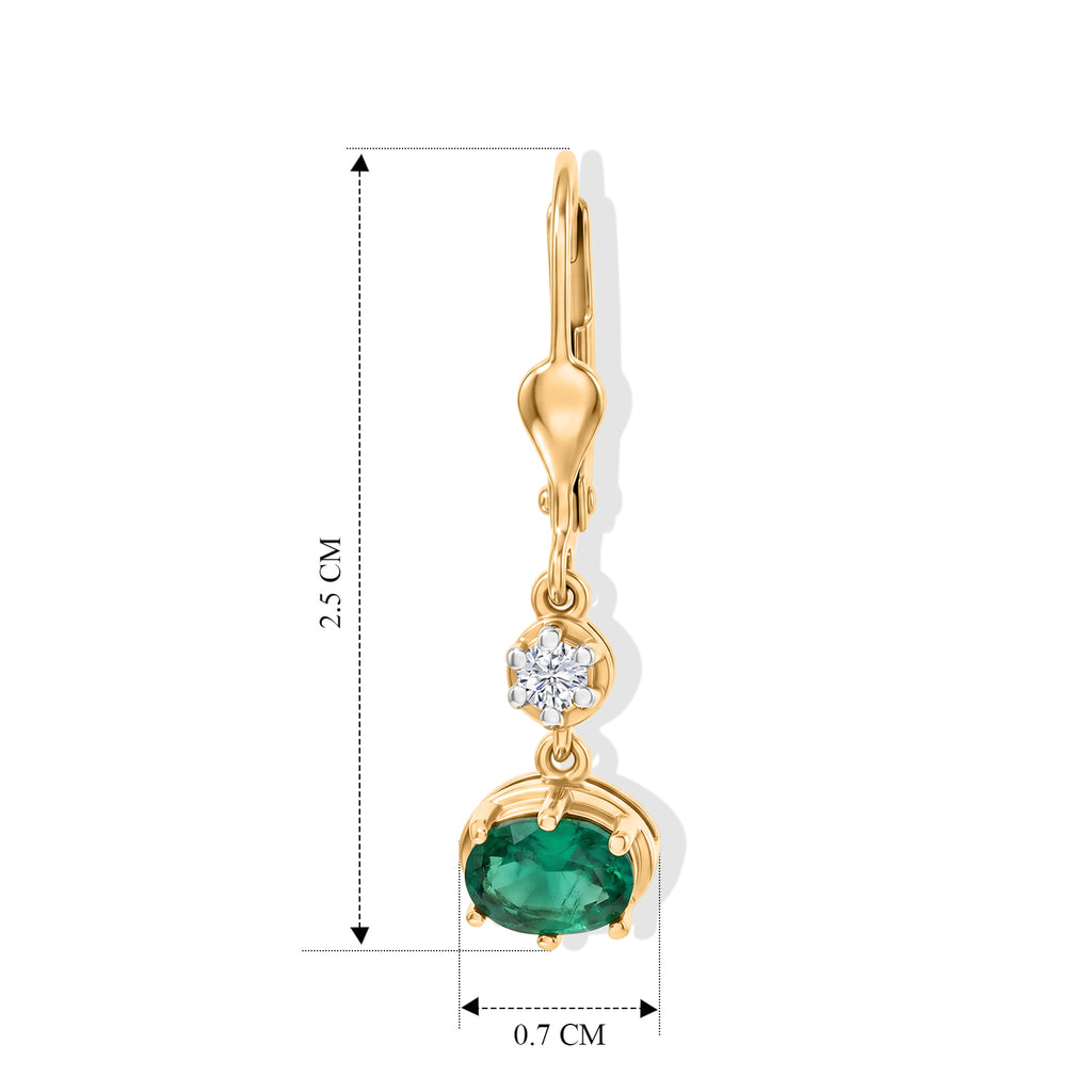 D'Joy Smaragd-Quarz Triplette, Weißer Zirkon Ohrringe 925 Silber 750 Vergoldet ca. 1,43 ct.