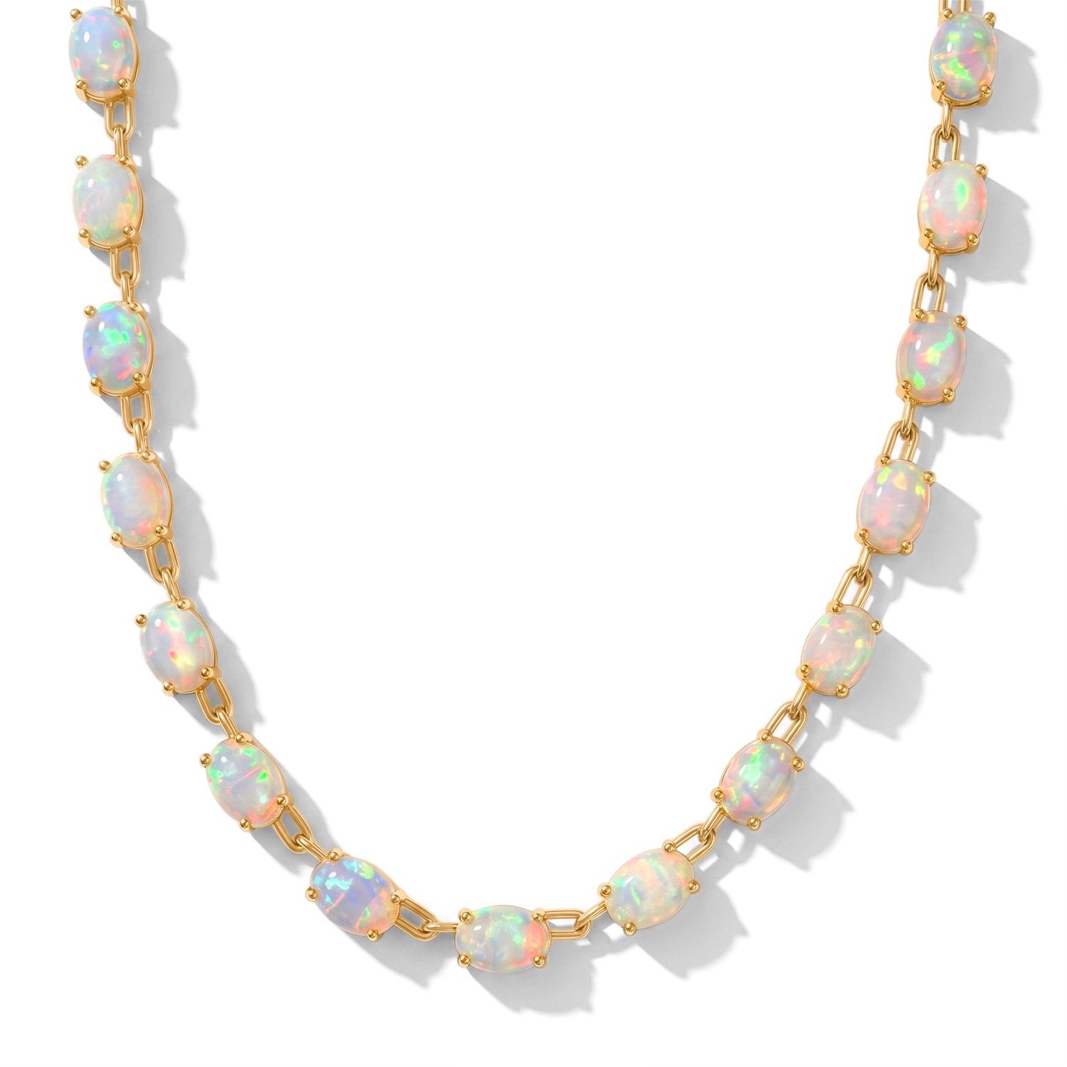 D'Joy AA Natürlicher, äthiopischer Welo Opal Halskette ca. 45 cm 925 Silber 750 Gelbgold vermeil ca. 21,02 ct.