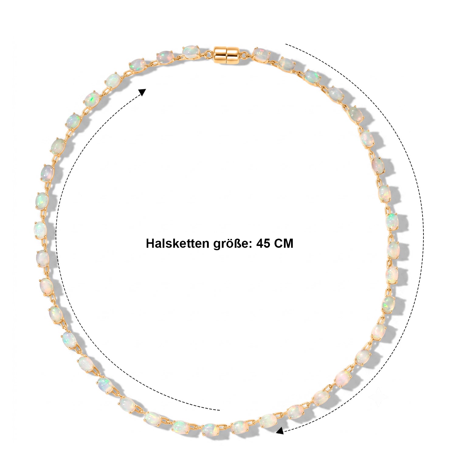 D'Joy AA Natürlicher, äthiopischer Welo Opal Halskette ca. 45 cm 925 Silber 750 Gelbgold vermeil ca. 21,02 ct.