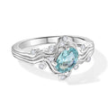 D'Joy Blauer Apatit, Weißer Zirkon Ring 925 Silber Rhodiniert (Größe 18.00) ca. 0,92 ct