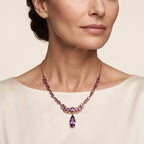 D'Joy AA Rose De France Amethyst 50cm Halskette, 925 Silber 750 Roségold Vermeil - 23,88 ct.