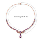 D'Joy AA Rose De France Amethyst 50cm Halskette, 925 Silber 750 Roségold Vermeil - 23,88 ct.