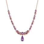 D'Joy AA Rose De France Amethyst 50cm Halskette, 925 Silber 750 Roségold Vermeil - 23,88 ct.