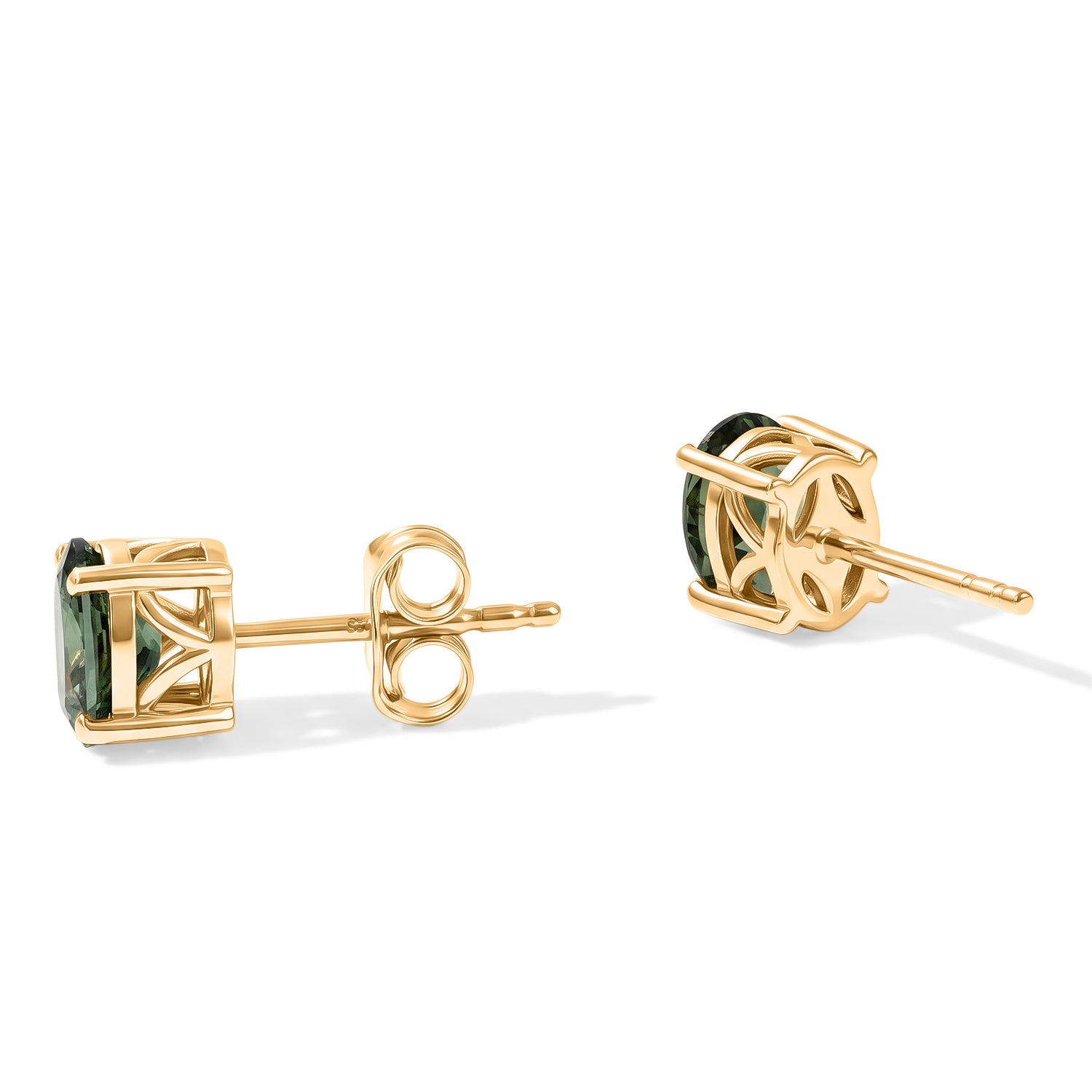 D'Joy Grüner Apatit Ohrringe 925 Silber 750 Gelbgold vermeil ca. 1,58 ct.