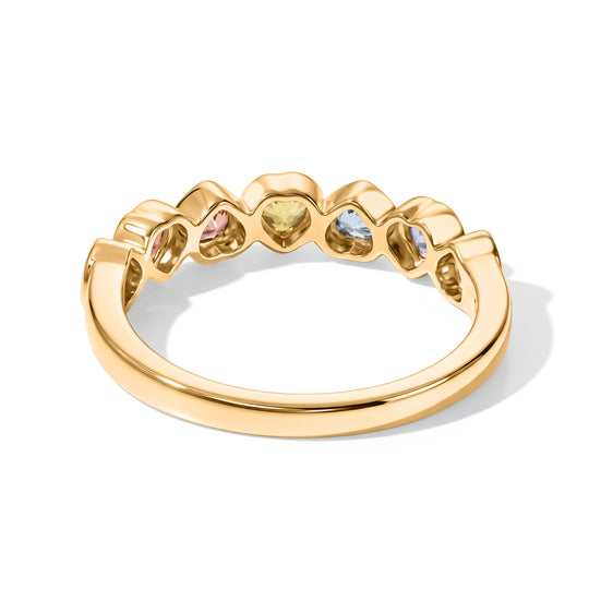D'Joy AA mehrfarbige Saphir Half Eternity Ring, 925 Silber 750 Gelbgold Vermeil - 0,92 ct.
