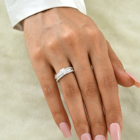 D'Joy Moissanit Ring 925 Silber Rhodiniert (Größe 20.00) ca. 0,74 ct