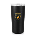 LAMBORGHINI Thermobecher aus Edelstahl mit Deckel, mattes Design, Schwarz