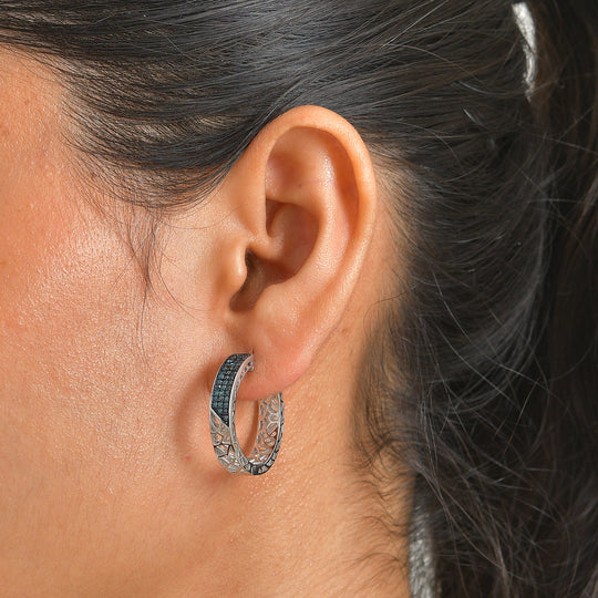 D'Joy blaue Diamant Ohrringe, 925 Silber rhodiniert - 0,51 ct.