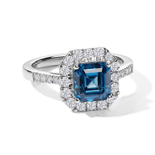 LUXURIANT DIAMOND - Lab Grown Blauer Diamant VS, Lab Grown Diamant Ring 925 Silber Rhodiniert (Größe 20.00) ca. 2,57 ct