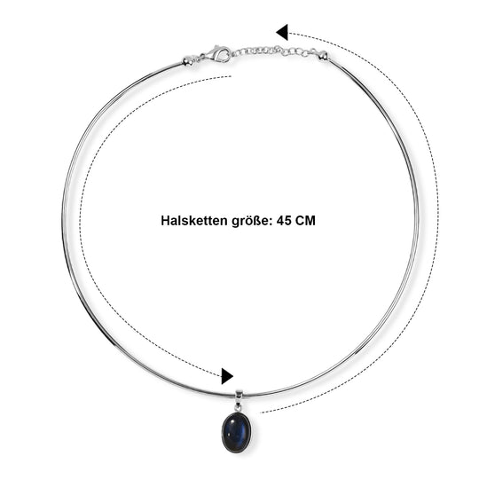 EverTrue AAA Labradorit 45cm Halskette, Messing und Bronze mit Platin E-Beschichtung - 13,40 ct.