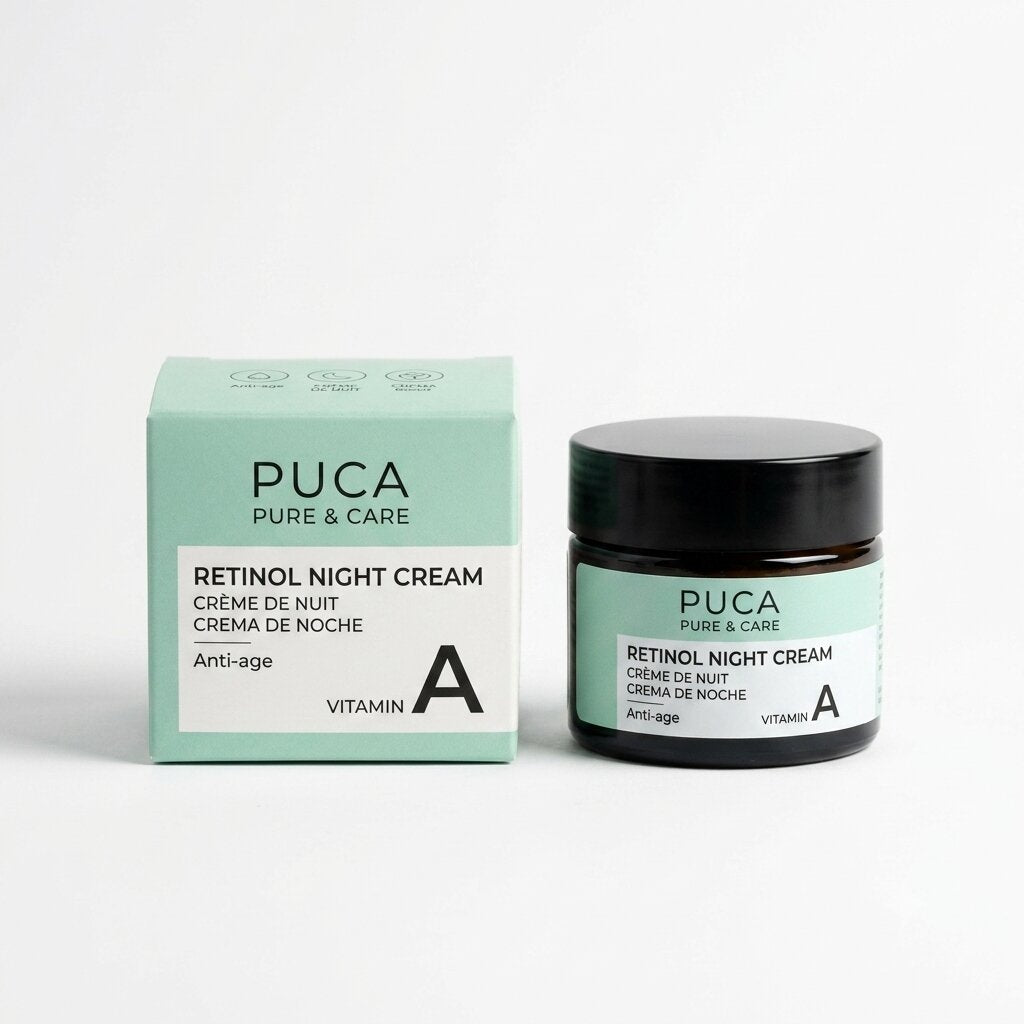PUCA Pure & Care 0,25% Retinol-Nachtcreme, glättende Anti-Aging-Pflege, 50ml