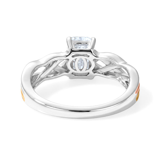 LUXURIANT SGL zertifizierter SI-GH Labor Diamant Ring, 925 Silber rhodiniert, 750 Gelbgold Vermeil und 750 Roségold Vermeil - 1 ct.